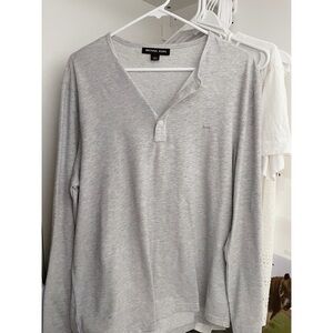 [Michael Kors] Men Grey Long Sleeve Henley Top